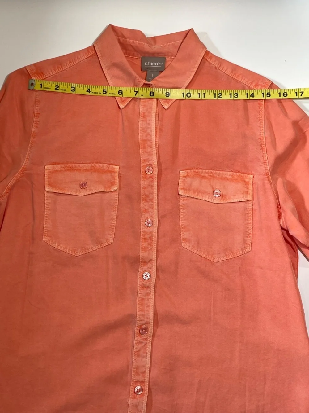 Chico's Long Sleeve Button Down Shirt Size 1 - Picture 8 of 11